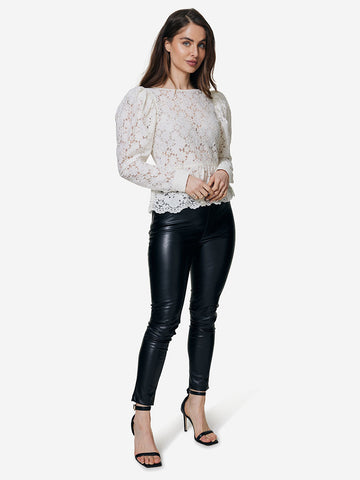 Kanten Top - Beige