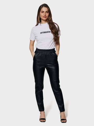 Vegan Leren Broek - Zwart