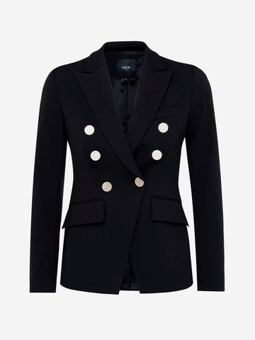 Getailleerde Double-Breasted Blazer - Zwart
