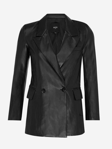 Vegan Leren Blazer - Zwart
