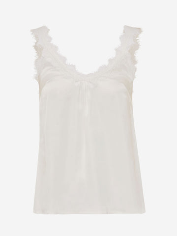 Satijnachtige Top Met Kant - Beige