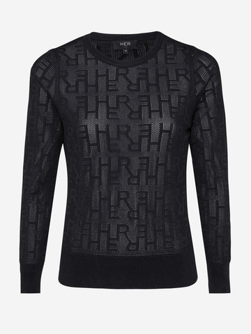 Semitransparante Monogram Top - Zwart