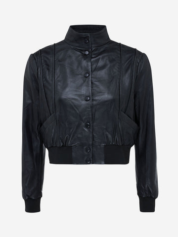 Leren Bomber - Zwart