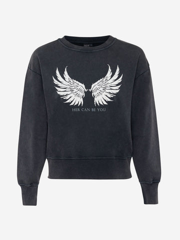 Sweater Met Print - Zwart
