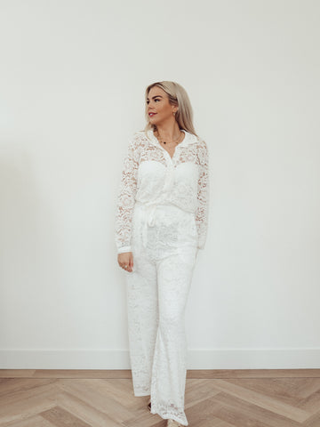 Two piece set Lace - Wit
