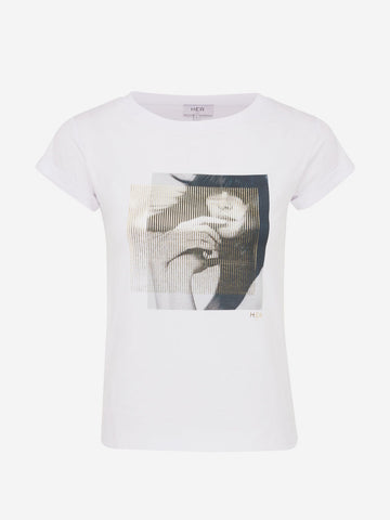 T-shirt Met Gouden Lijnen - Wit
