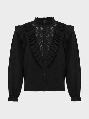 Blouse Met Kant - Zwart