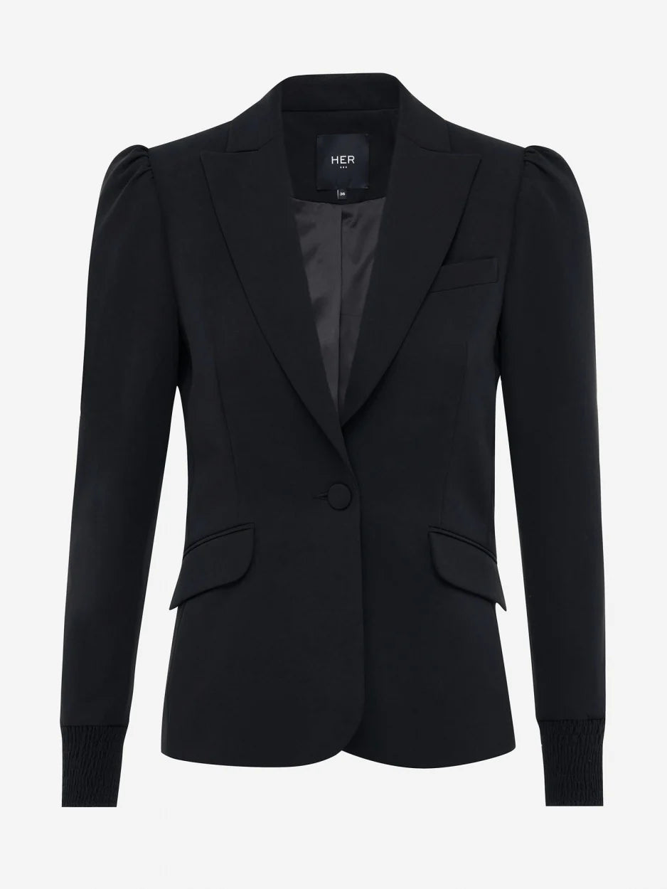 Blazer Met Smock Effect - Zwart