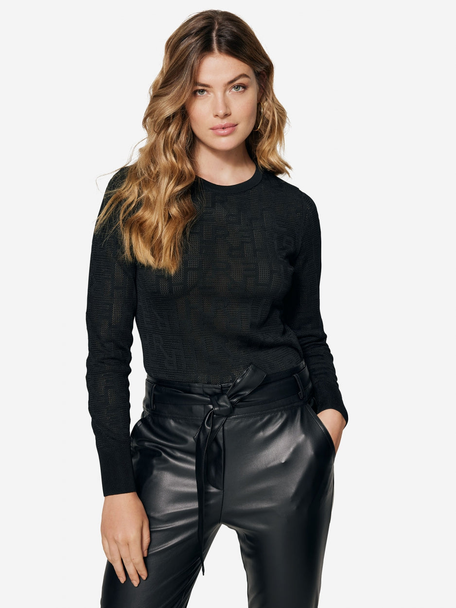 Semitransparante Monogram Top - Zwart