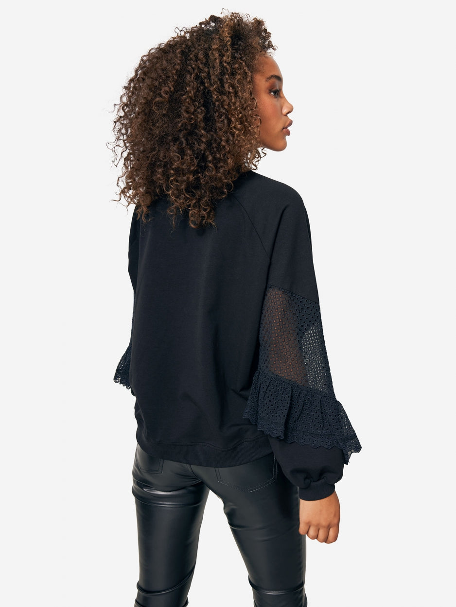 Broderie Sweater - Zwart