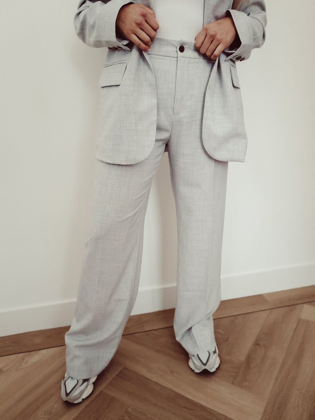 Pantalon Met Structuur - Grijs