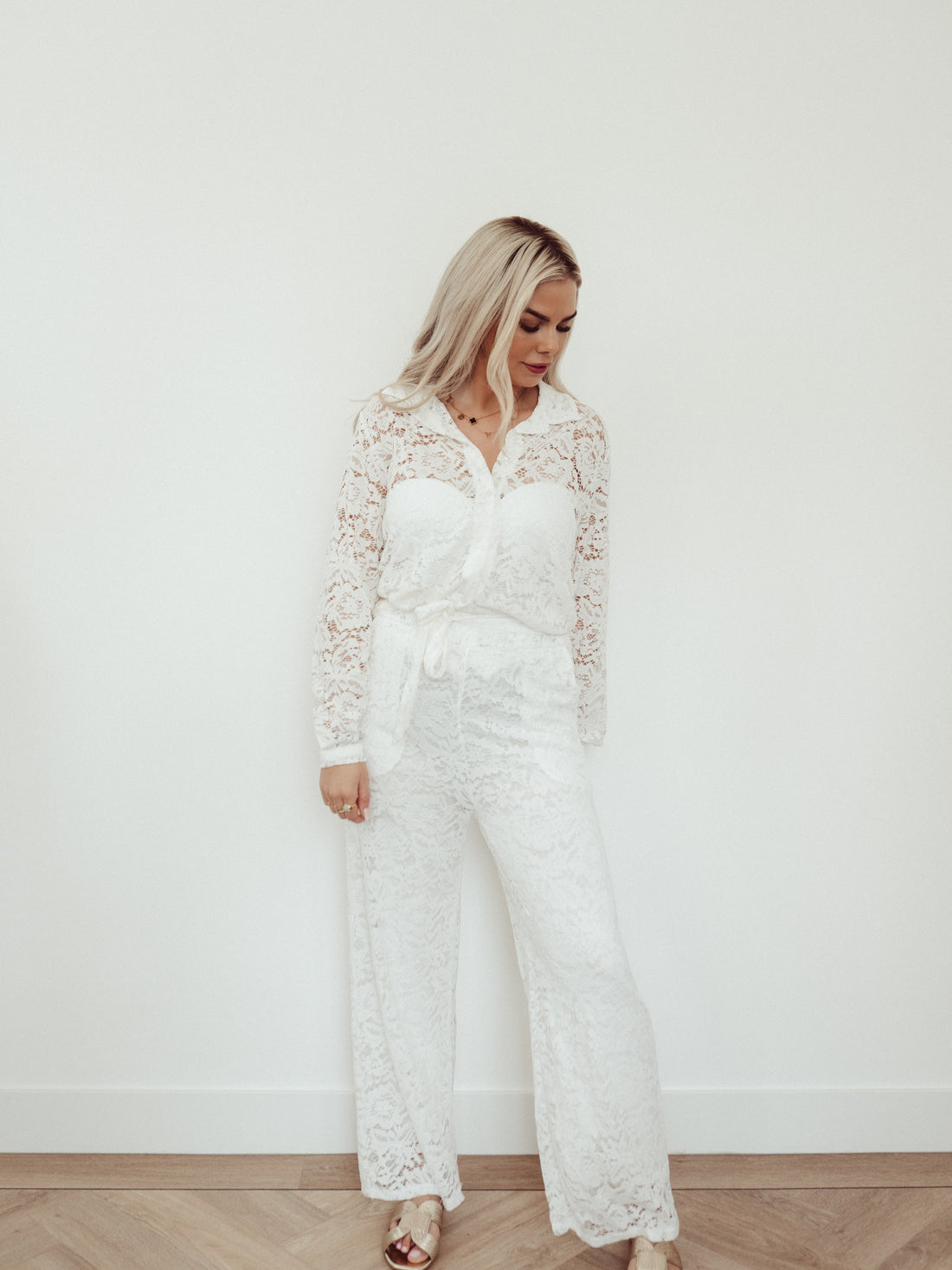 Two piece set Lace - Wit