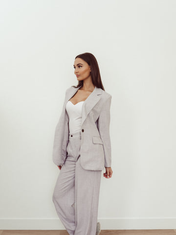 Pantalon Met Structuur - Grijs