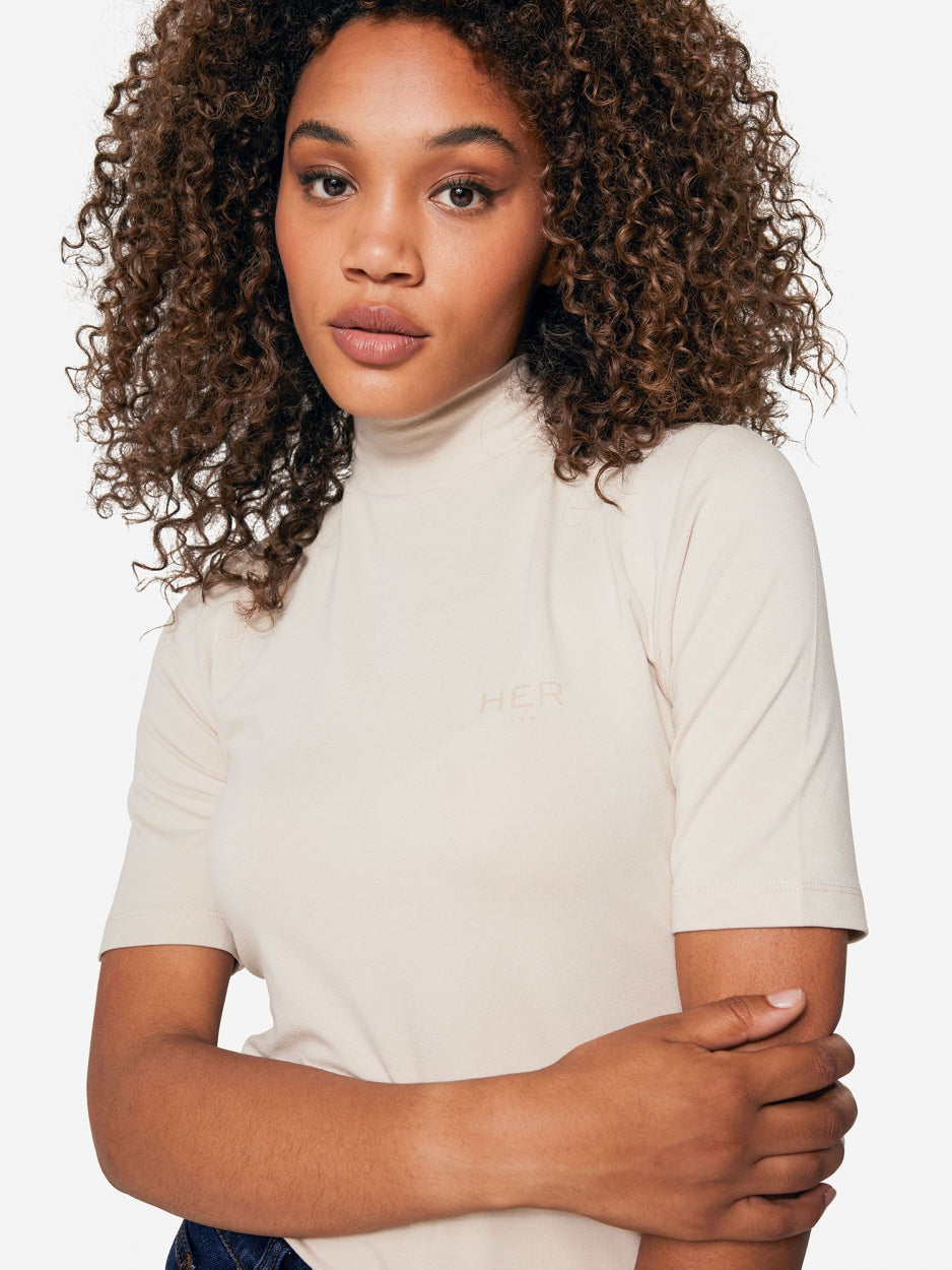 Turtle Neck Top - Beige